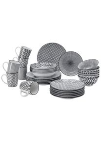 Ritzenhoff Breker Kombiservice , Schwarz, Weiss , Keramik , 30-teilig , Abstraktes , 350 ml , Lfgb , Geschirr, Geschirr-Sets, Kombiservice