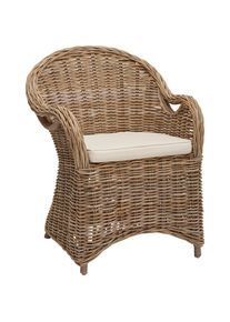 Landscape Stuhl , Creme, Grauweiss , Holz, Textil , Rattan , massiv , 64x88x56 cm , Esszimmer, St&uuml;hle, Esszimmerst&uuml;hle