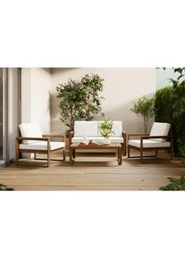 Ambia Garden Loungegarnitur , Akaziefarben , Holz , Akazie , Hartholz , F&uuml;llung: Baumwollf&uuml;llung, Polyester,Polyurethan (Pur) , 132x70x72 cm , Gartenm&ouml;bel, Loungem&ouml;bel, Gartenlounge-Sets