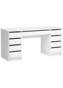 Mid.you Schreibtisch , Weiss , Holzwerkstoff , 9 Schublade(n) Schubladen , rechteckig , 153.5x76x55 cm , B&uuml;rom&ouml;bel, Schreibtische, B&uuml;rotische