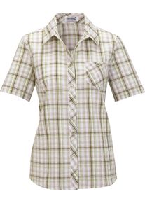 Damen Baumwollbluse aus Seersucker gr&uuml;n-kariert