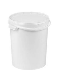 Eimer, mit Deckel & Griffen, 12 l, &Oslash; 290 x H 261 mm, ISO-Norm, lebensmittelecht, temperaturbest&auml;ndig, stapel- & nestbar, recycelbares PP, weiss, 5 St&uuml;ck