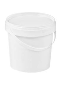Eimer, mit Deckel & Griffen, 1 l, &Oslash; 132,5 x H 131 mm, ISO-Norm, lebensmittelecht, temperaturbest&auml;ndig, stapel- & nestbar, recycelbares PP, weiss, 10 St&uuml;ck