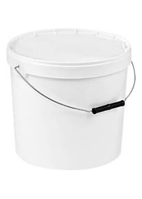 Eimer, mit Deckel & Griffen, 3 l, &Oslash; 200 x H 156 mm, ISO-Norm, lebensmittelecht, temperaturbest&auml;ndig, stapel- & nestbar, recycelbares PP, weiss, 10 St&uuml;ck
