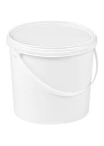 Eimer, mit Deckel & Griffen, 5 l, &Oslash; 225 x H 188 mm, ISO-Norm, lebensmittelecht, temperaturbest&auml;ndig, stapel- & nestbar, recycelbares PP, weiss, 10 St&uuml;ck