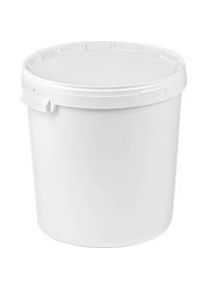 Eimer, mit Deckel & Griffen, 25 l, &Oslash; 326 x H 401 mm, ISO-Norm, lebensmittelecht, temperaturbest&auml;ndig, stapel- & nestbar, recycelbares PP, weiss, 5 St&uuml;ck
