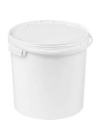 Eimer, mit Deckel & Griffen, 10 l, &Oslash; 270 x H 264,5 mm, ISO-Norm, lebensmittelecht, temperaturbest&auml;ndig, stapel- & nestbar, recycelbares PP, weiss, 5 St&uuml;ck