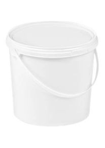 Eimer, mit Deckel & Griffen, 20 l, ISO-Norm, &Oslash; 326 x H 320 mm, lebensmittelecht, temperaturbest&auml;ndig, stapel- & nestbar, recycelbares PP, weiss, 5 St&uuml;ck