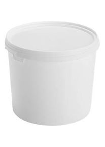 Eimer, mit Deckel & Griffen, 30 l, &Oslash; 380 x H 390 mm, ISO-Norm, lebensmittelecht, temperaturbest&auml;ndig, stapel- & nestbar, recycelbares PP, weiss, 5 St&uuml;ck