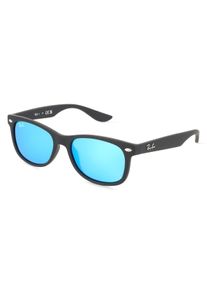Ray-Ban Ray Ban Junior 0RJ9052S JUNIOR NEW WAYFARER | Kinder-Sonnenbrille | Quadratisch | Fassung: Kunststoff Schwarz | Glasfarbe: Gr&uuml;n Spiegel Blau