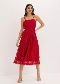 Spitzenkleid mit dekorierten Tr&auml;gern in rot, Gr&ouml;sse 36, bonprix