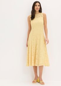 Spitzenkleid in Midi-L&auml;nge in gelb, Gr&ouml;sse 46, bonprix