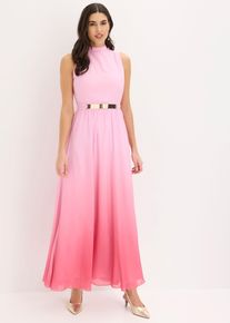 Chiffonkleid mit Kragen und Taillen-Einsatz in rosa, Gr&ouml;sse 48, bonprix