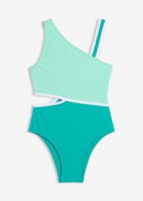 Maillot 1 pi&egrave;ce en vert pour filles, Taille 140/146, Couleur/Motif: bleu menthol/&eacute;meraude/blanc, bonprix