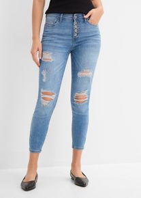 Skinny-Jeans Mid Waist Destroyed in blau, Gr&ouml;sse 38, bonprix