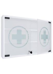 Mid.you Medizinschrank , Weiss , Glas, Holzwerkstoff , 2 F&auml;cher , 60x40x10 cm , Badezimmer, Badezimmerschr&auml;nke, Medizinschr&auml;nke