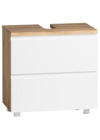 Held Waschbeckenunterschrank , Weiss, Eiche Wotan , Holzwerkstoff , 1 Schublade(n) Schubladen , 60x59x35 cm , Made in Germany , stehend, h&auml;ngend , Badezimmer, Badezimmerschr&auml;nke, Waschbeckenunterschr&auml;nke
