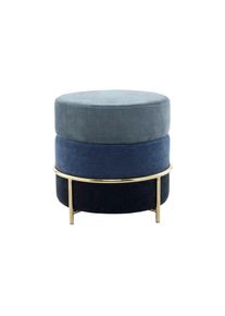 Kayoom Hocker Xy88o-Blu Blau, Goldfarben Metall, Textil, Holzwerkstoff