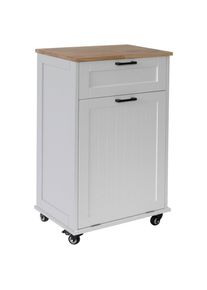 Mid.you Servierwagen , Weiss , Holz, Holzwerkstoff , Kautschukholz , vollmassiv , 1 Schublade(n) Schubladen , rechteckig , Rollen , 52x89x35 cm , einfacher Aufbau , Esszimmer, Barm&ouml;bel, Barwagen