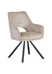 Ambia Home Armlehnstuhl , Schwarz, Taupe , Metall, Textil , Drehkreuz , 60x85x63 cm , inklusive Armlehnen, Sitzfl&auml;che 180&deg; drehbar , Esszimmer, St&uuml;hle, Polsterst&uuml;hle