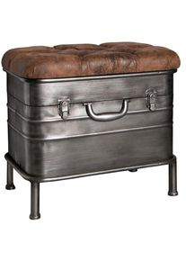 CARRYHOME Sitzbank , Anthrazit, Braun , Metall, Textil , 51x48x34 cm , Truhe im Sitz , Esszimmer, B&auml;nke, Sitzb&auml;nke