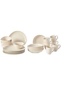 Novel Kombiservice , Beige , Keramik , 24-teilig , Uni , 440 ml,400 ml , Lfgb , lebensmittelecht , Geschirr, Geschirr-Sets, Kombiservice