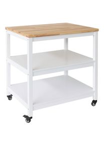 Mid.you Servierwagen , Weiss , Holz, Holzwerkstoff , Kautschukholz , vollmassiv , rechteckig , Rollen , 79x90x60 cm , einfacher Aufbau , Esszimmer, Barm&ouml;bel, Barwagen