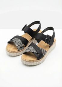 Sandalettes compens&eacute;es Rieker &agrave; premi&egrave;re rembourr&eacute;e en noir, Taille 38, bonprix