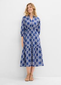 Weites Midikleid aus reiner Bio-Baumwolle in blau, Gr&ouml;sse 44, 100% Baumwolle, bonprix