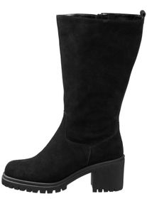 sheego Witt Damen Weitschaftstiefel aus Veloursleder, schwarz, Gr&ouml;&szlig;e 38, 100% Leder