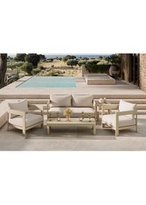 Ambia Garden Loungegarnitur , Akaziefarben , Holz, Kunststoff , Akazie , massiv , F&uuml;llung: Polyester,Komfortschaum , einzeln stellbar , S&auml;ule , 146x62x70 cm , Gartenm&ouml;bel, Loungem&ouml;bel, Gartenlounge-Sets
