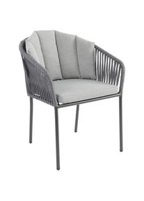 Beldano Gartensessel , Grau , Metall, Kunststoff, Textil , F&uuml;llung: Polyurethan (Pur) , Rundrohr , 59 cm , stapelbar , Gartenm&ouml;bel, Gartenst&uuml;hle, Gartensessel