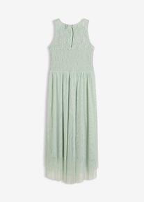 Vokuhila-Kleid aus zartem T&uuml;ll und Spitze in gr&uuml;n, Gr&ouml;sse 146, bonprix