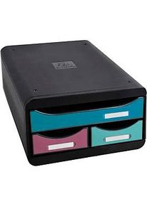 Exacompta Small Box Skandi sortiert, 3 Schubladen A4+, leise mit Sicherheitsstopp, stapelbar, 13,5 cm, 25 Jahre