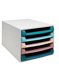 Exacompta THE BOX Schubladenbox A4/A4+ 5 Sch&uuml;be offen, Skandi Farben sortiert, leise, Sicherheitsstopp