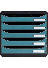 Exacompta Big Box Plus Skandi Pazifikblau, 5 Schubladen A4/A4+, offene Front, leise, stapelbar, Blauer Engel