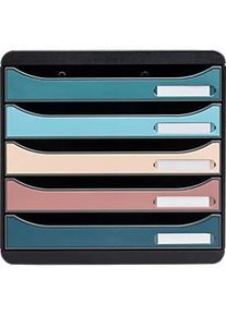 Exacompta Big Box Plus Skandi sortiert, 5 Schubladen A4/A4+, offene Front, leise mit Sicherheitsstopp, stapelbar