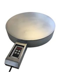 Kuhlmann Fassbodenheizer, digital, f&uuml;r 200-220 l Stahlf&auml;sser, 900 W, 0-120&deg;C, IP40, B 550 x H 105 mm, Edelstahl, blau