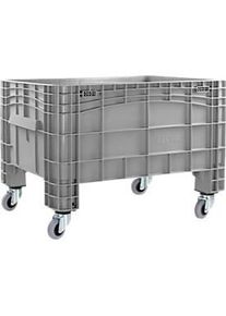 ALPHA Grossbeh&auml;lter IDABOX, 220 l, Polyethylen, geschlossen, stapelbar, wasserdicht, L 1040 x B 640 x H 670 mm, 4 Lenkrollen, grau
