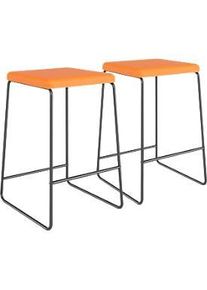 meet by Paperflow Barhocker Medso, Kunstleder/Metall, Sitzh&ouml;he 75 cm, orange/mattschwarz, 2er-Set