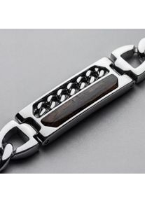 Holzkern Outlands Armband Herren Silber und Walnuss