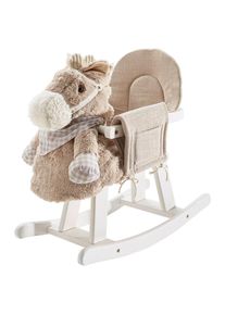 My Baby Lou Schaukelpferd , Grau, Naturfarben , Holz, Textil , Pappel , vollmassiv , 28x57x61 cm , unisex , ISO 9001, AZO-frei, EN 71 , Fussst&uuml;tzen, Haltegriffe, Sicherheitsring, gepolsterte Sitzfl&auml;che , Spielzeug, Kinderfahrzeuge, Sonstige Kinderfahrzeuge