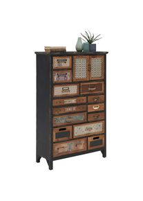 Landscape Kommode , Mehrfarbig , Holz, Textil, Holzwerkstoff , Kiefer , massiv , 14 Schublade(n) Schubladen , 76x119x32 cm , stehend , Kleinm&ouml;bel, Kommoden, Kommoden
