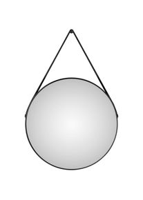 Talos Wandspiegel, dekorativer runder Spiegel mit Aluminiumrahmen, &Oslash; 80 cm schwarz
