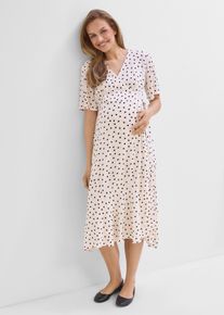 2-in-1 Umstands- und Stillkleid aus leichtem Viskose- Crepe in beige, Gr&ouml;sse 42, bonprix
