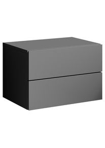 P & B Nachttisch , Graphitfarben , Holzwerkstoff , 2 Schublade(n) Schubladen , 42x28x30 cm , h&auml;ngend , Schlafzimmer, Nachttische