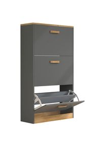 Mid.you Schuhschrank , Anthrazit, Honigeiche , Holzwerkstoff , 59x105x22 cm , stehend , Garderobe, Schuhaufbewahrung, Schuhschr&auml;nke