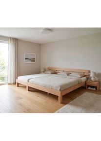 P & B Familienbett , Holz , Buche , Hartholz , 270x200 cm , Kingsize, sichtbare Massivholzteile, Familienbett , Schlafzimmer, Betten