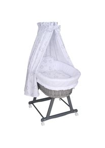 My Baby Lou Stubenwagen-Komplettset , Grau , Holz, Textil , 5-teilig , Kernbuche , Hartholz , Herz , F&uuml;llung: Fleece , 60x73x91 cm , Made in EU , Baby- und Kinderm&ouml;bel, Babyzimmer, Babybetten, Stubenwagen & Babywiegen