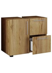 Mid.you Waschbeckenunterschrank , Honigeiche , Holzwerkstoff , 1 F&auml;cher , 2 Schublade(n) Schubladen , 61x51x32 cm , stehend , Badezimmer, Badezimmerschr&auml;nke, Waschbeckenunterschr&auml;nke